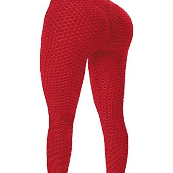 Red butt lift textured leggings - Picture 1 of 5